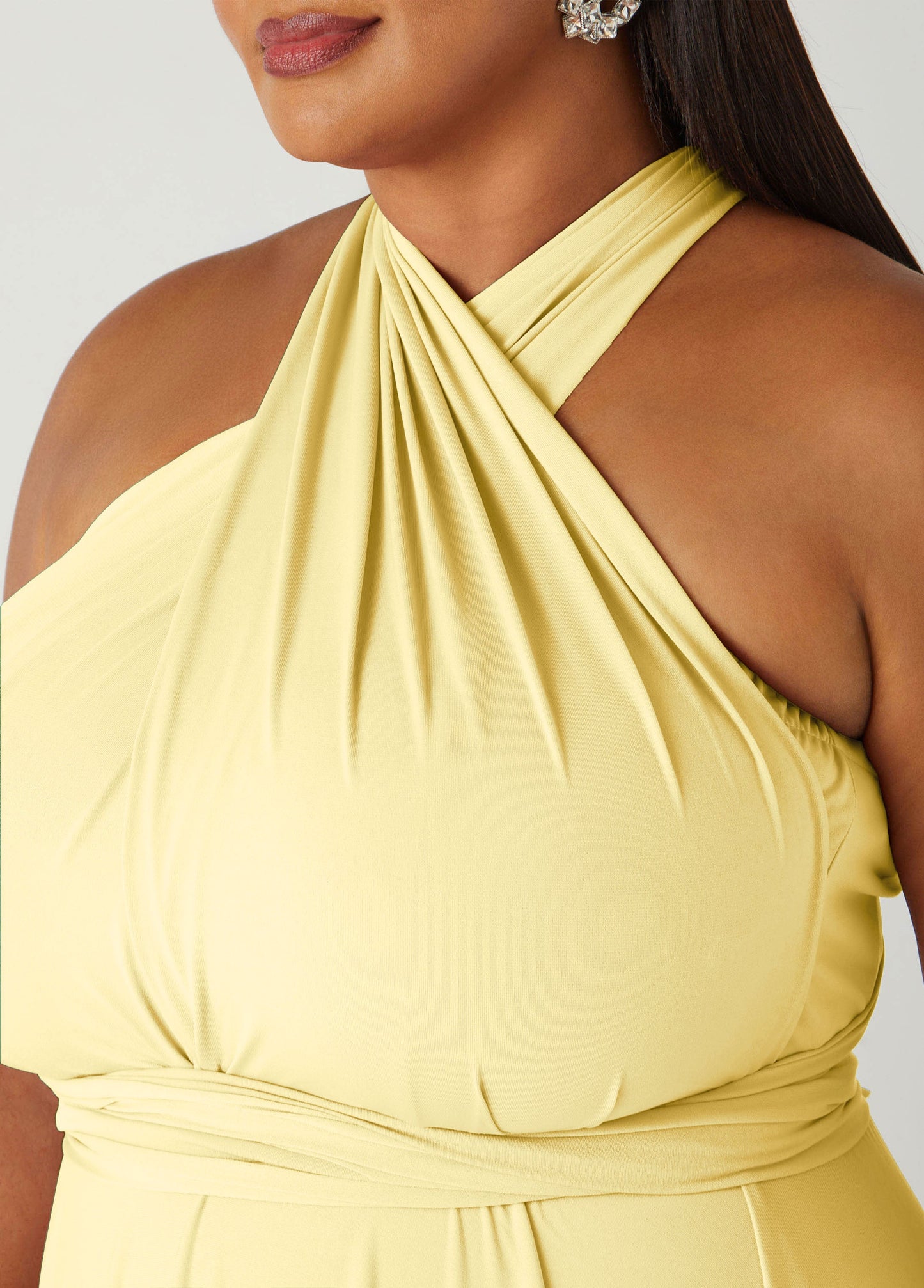 Ashley Stewart Multi Way Convertible Dress Light/Pastel Yellow