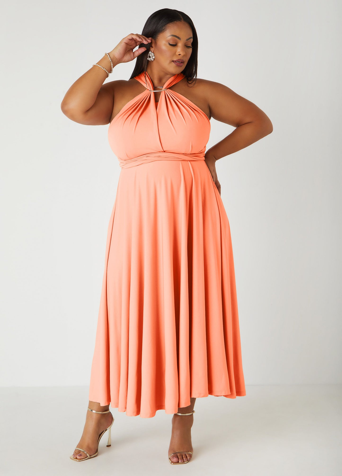 Ashley Stewart Maxi Convertible Dress Orange