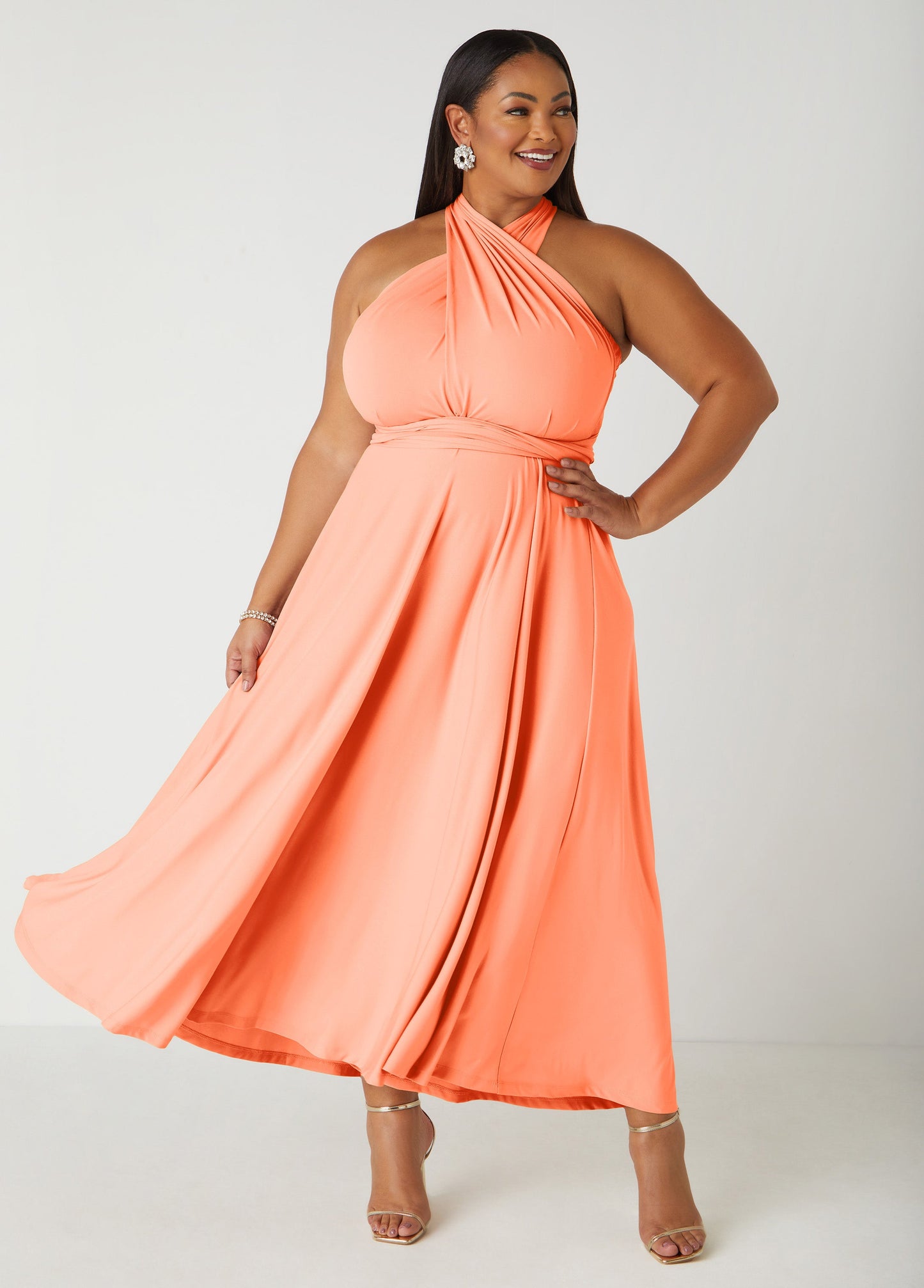 Ashley Stewart Maxi Convertible Dress Orange