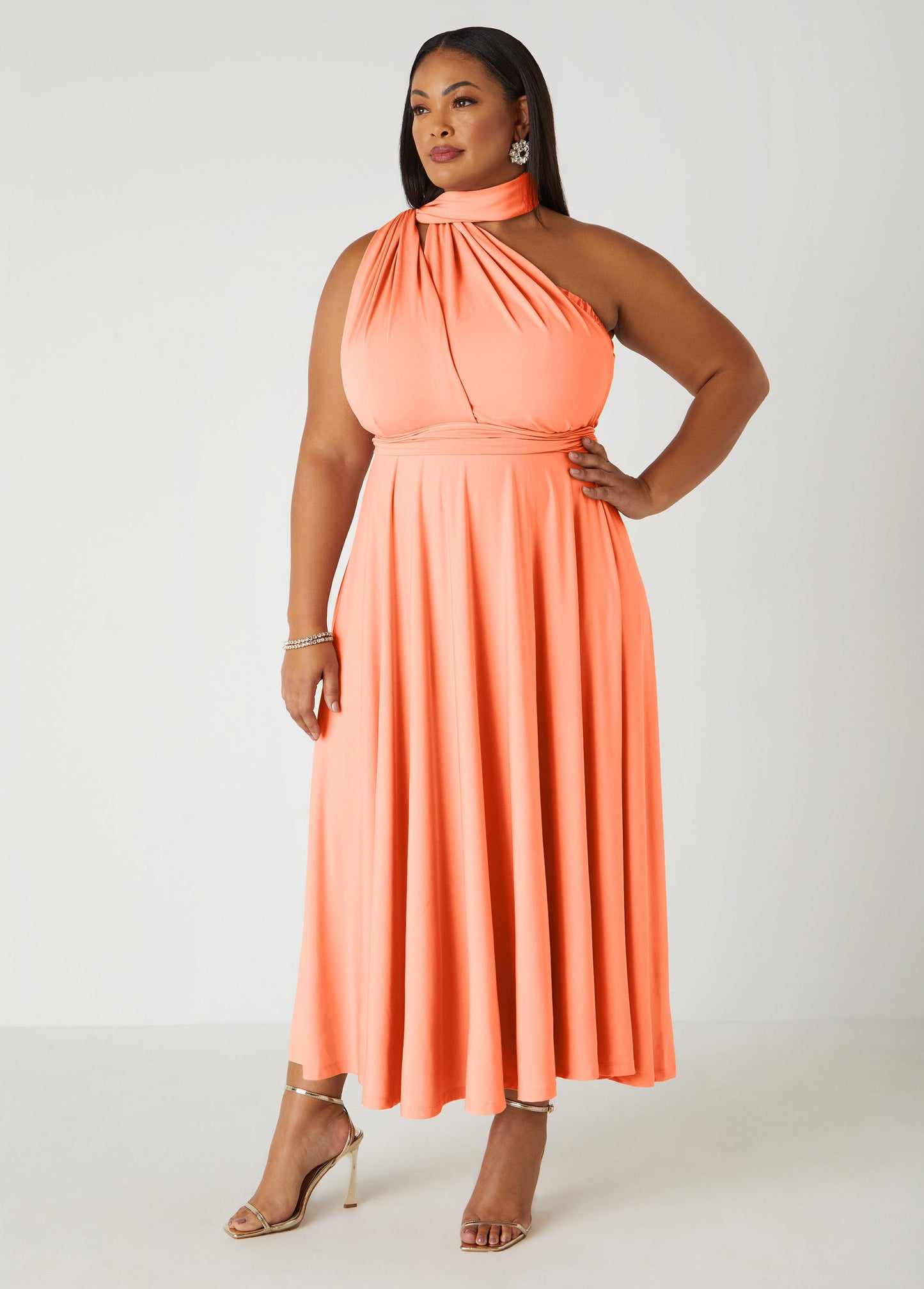 Ashley Stewart Maxi Convertible Dress Orange