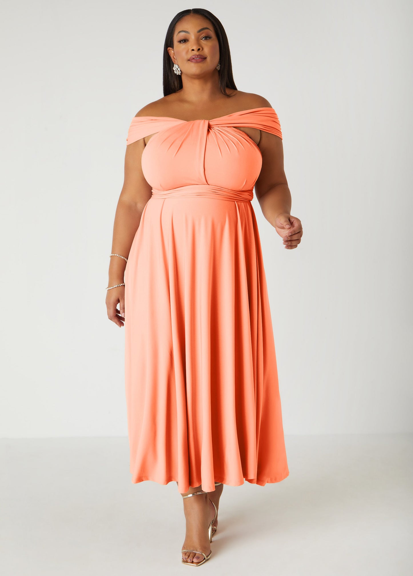 Ashley Stewart Maxi Convertible Dress Orange