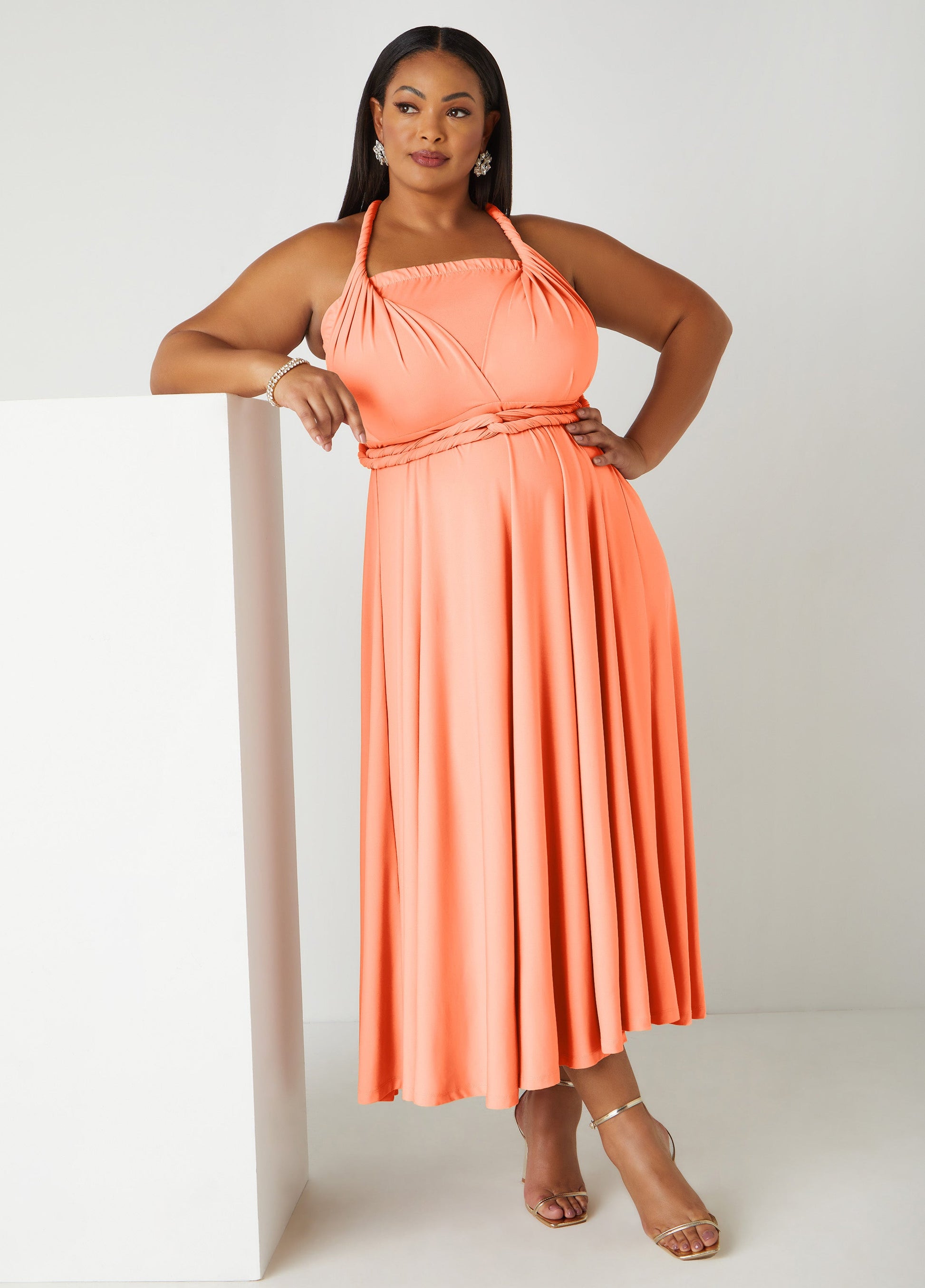 Ashley Stewart Maxi Convertible Dress Orange