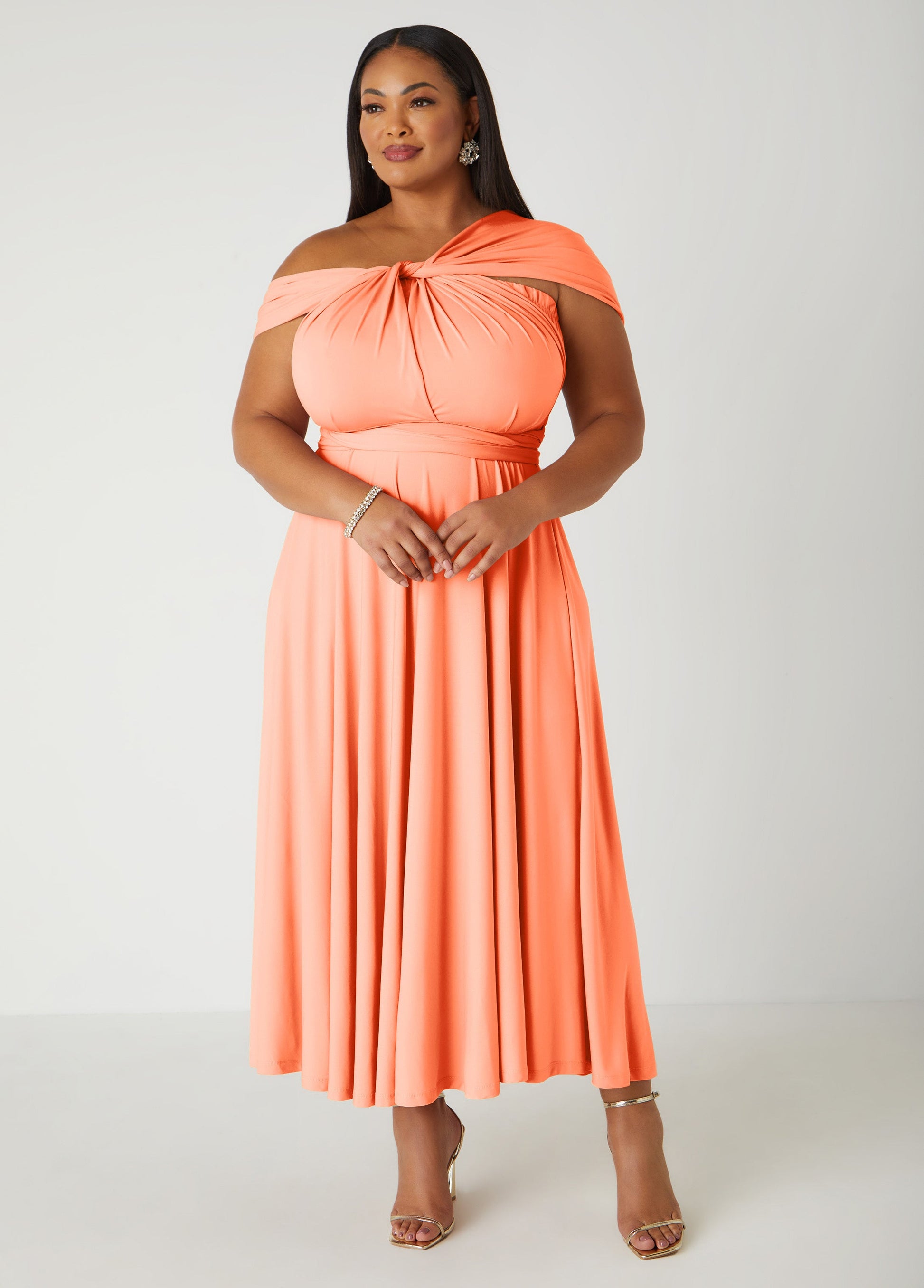 Ashley Stewart Maxi Convertible Dress Orange