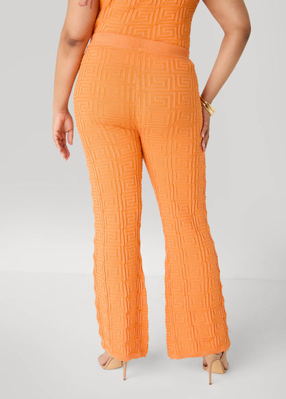 Ashley Stewart Jacquard Knit Flared Pants POWDER BLUE