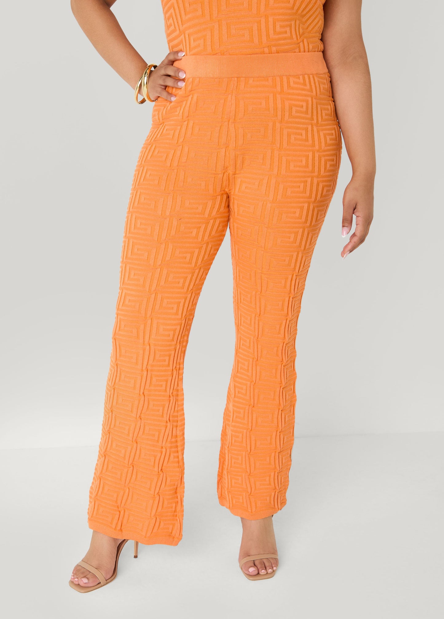 Ashley Stewart Jacquard Knit Flared Pants POWDER BLUE