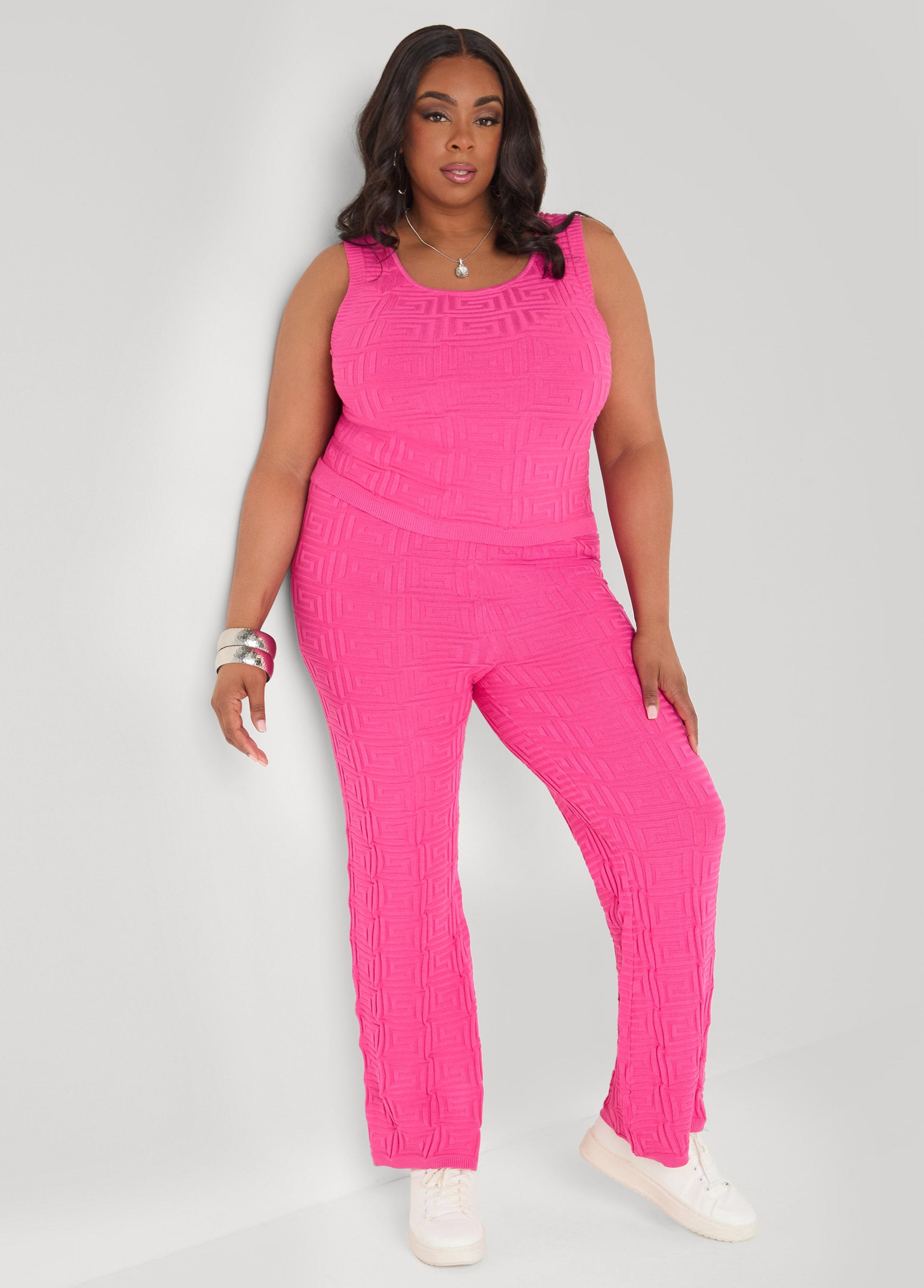 Ashley Stewart Jacquard Knit Flared Pants POWDER BLUE