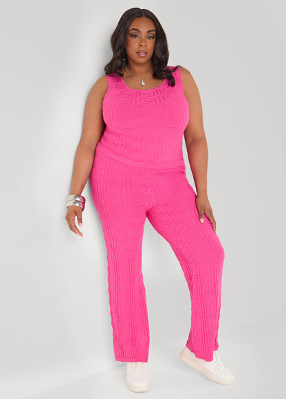 Ashley Stewart Jacquard Knit Flared Pants POWDER BLUE