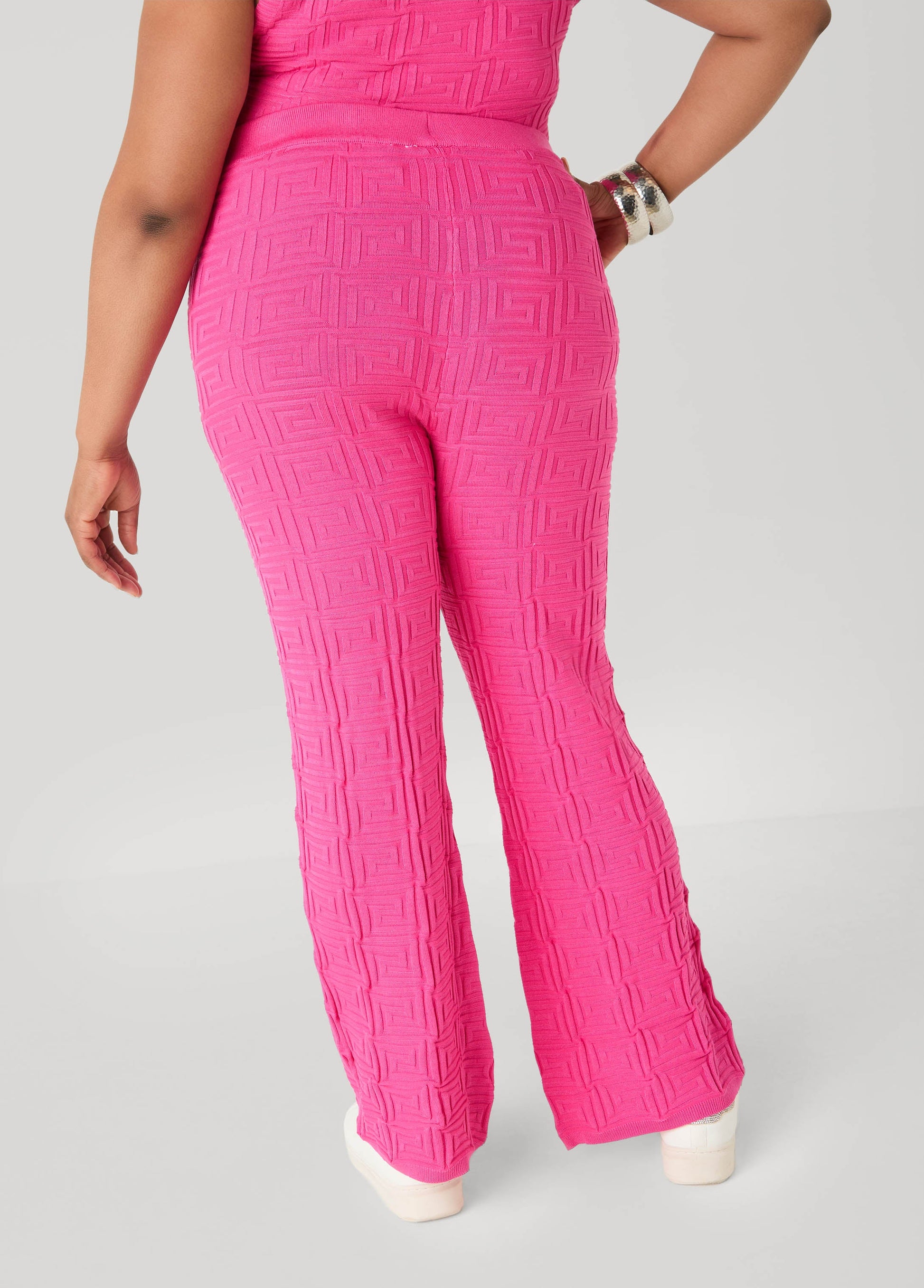 Ashley Stewart Jacquard Knit Flared Pants POWDER BLUE