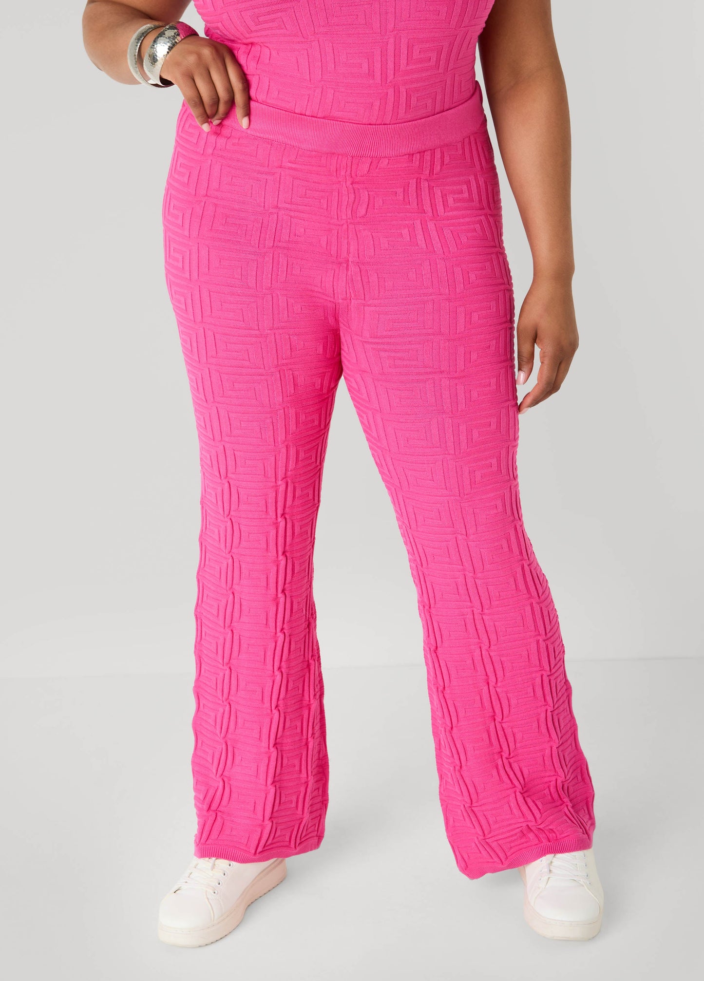 Ashley Stewart Jacquard Knit Flared Pants POWDER BLUE