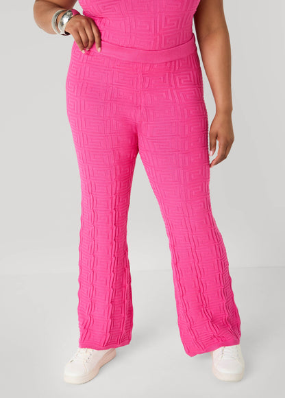 Ashley Stewart Jacquard Knit Flared Pants POWDER BLUE