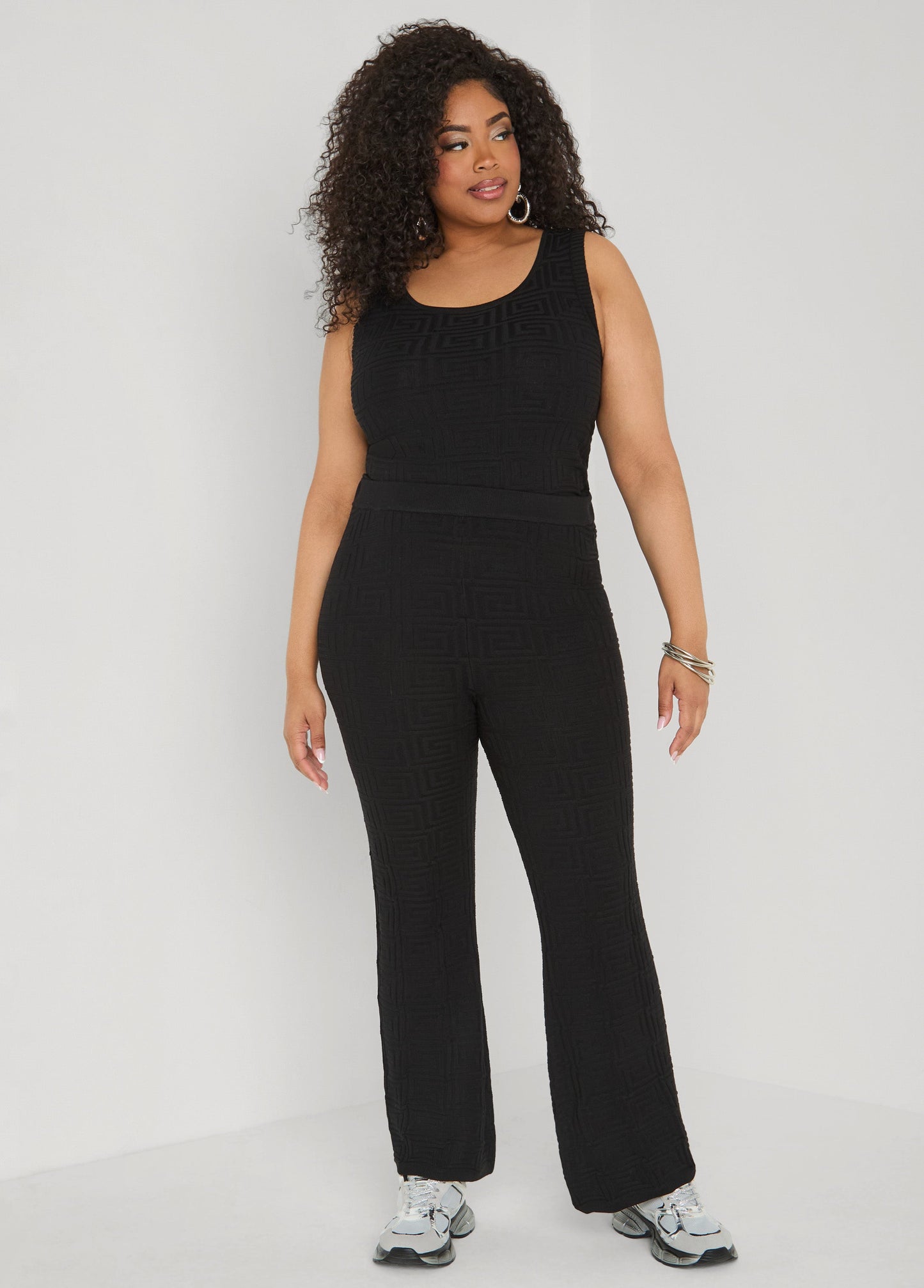Ashley Stewart Jacquard Knit Flared Pants POWDER BLUE