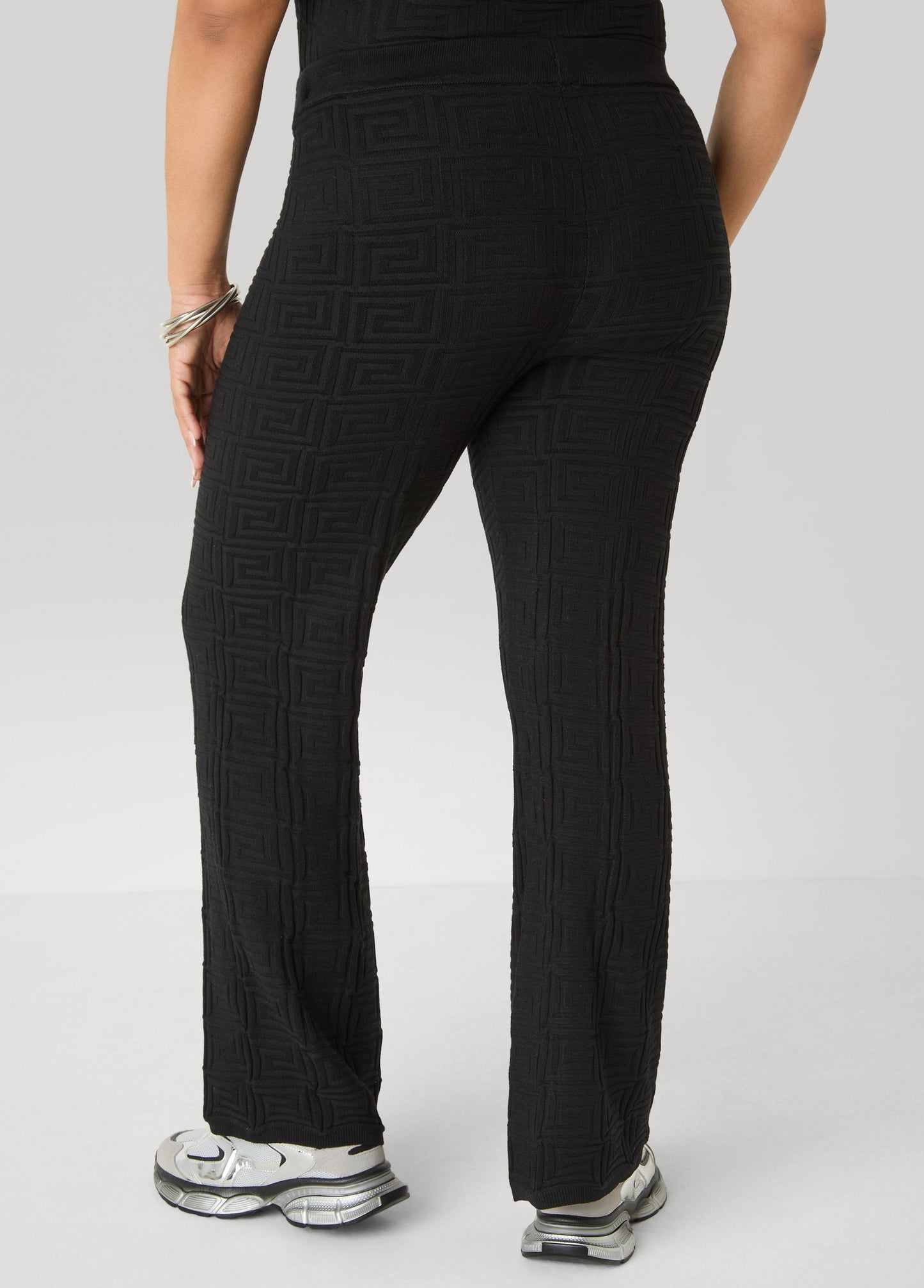 Ashley Stewart Jacquard Knit Flared Pants POWDER BLUE