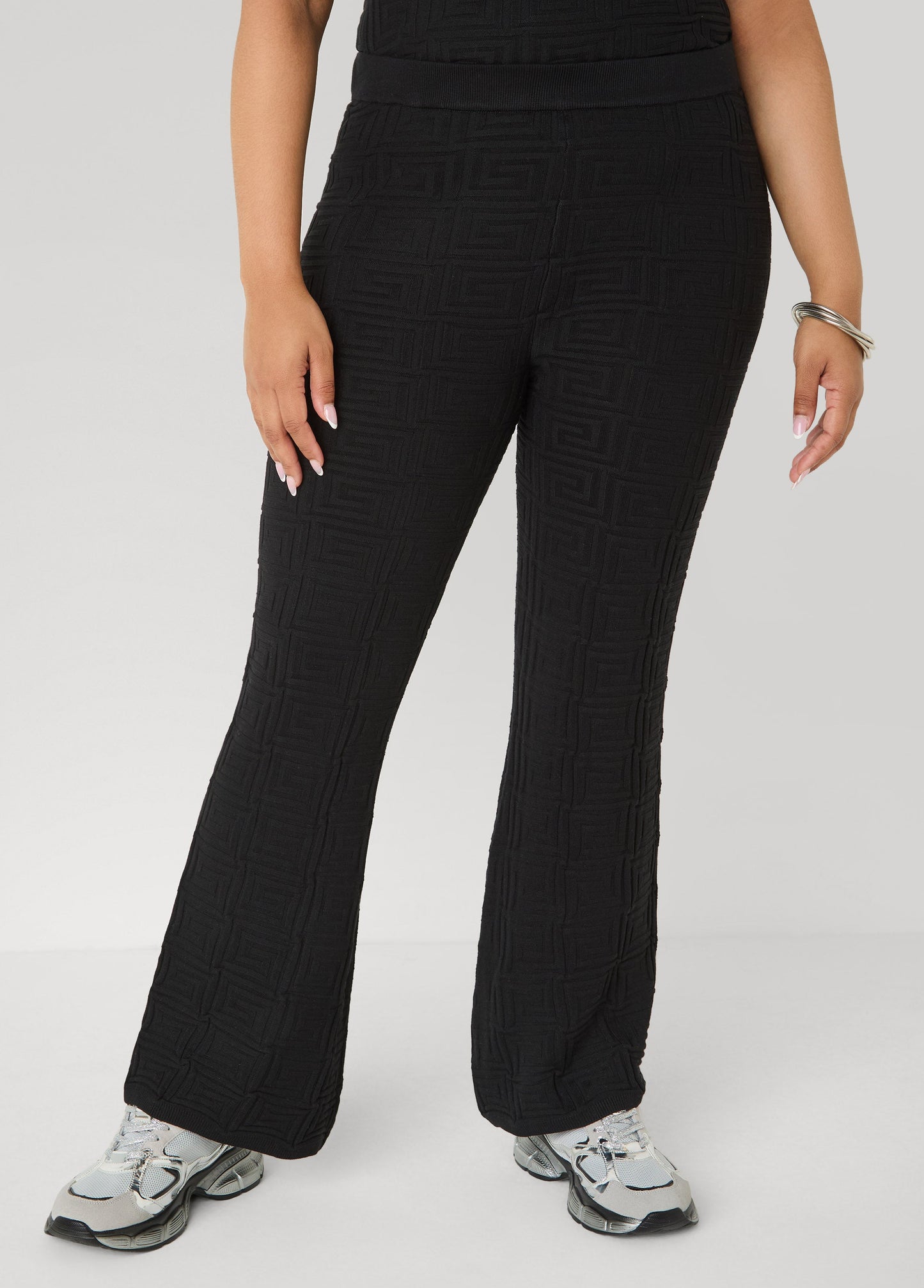 Ashley Stewart Jacquard Knit Flared Pants POWDER BLUE