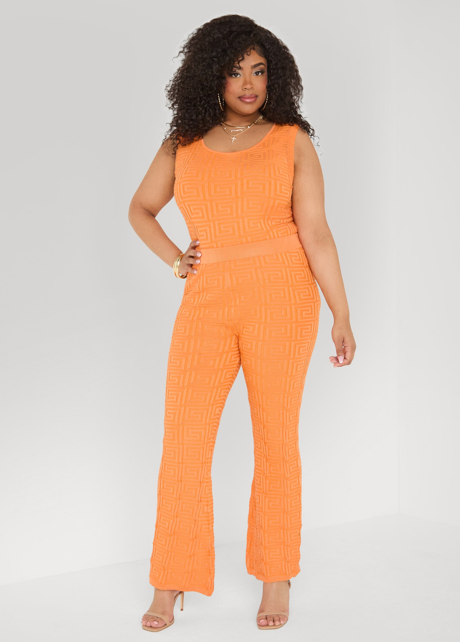 Ashley Stewart Jacquard Knit Flared Pants POWDER BLUE