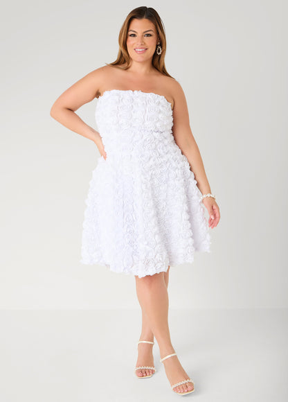 Ashley Stewart Strapless Rosette A Line Dress Yellow