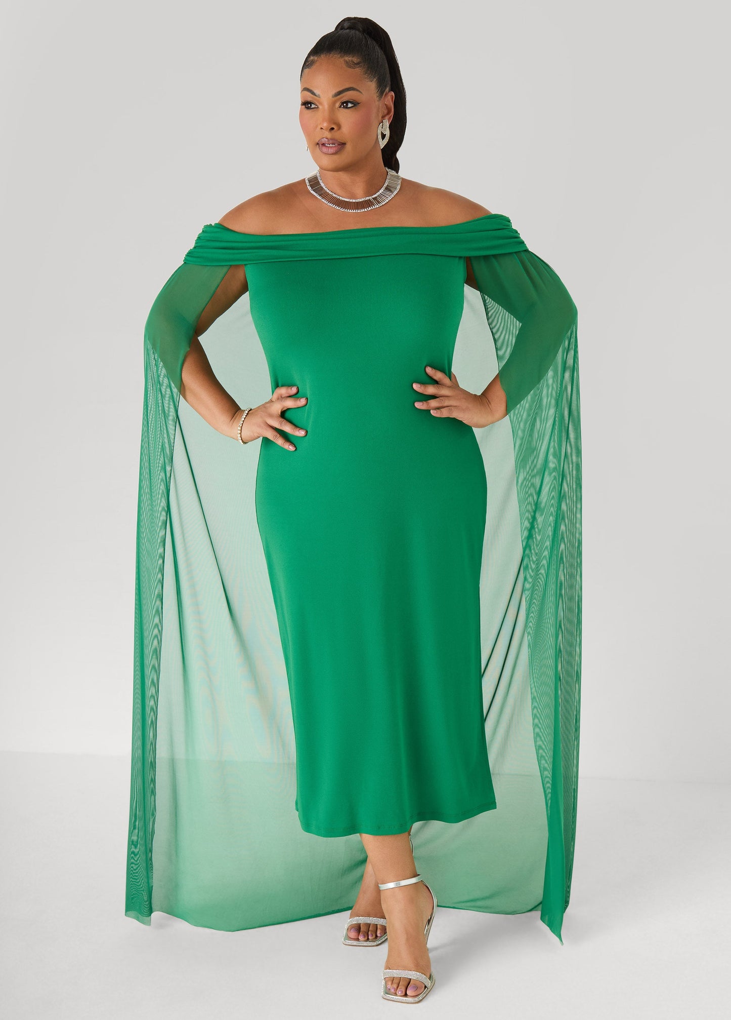 Ashley Stewart Off The Shoulder Cape Dress Amazon