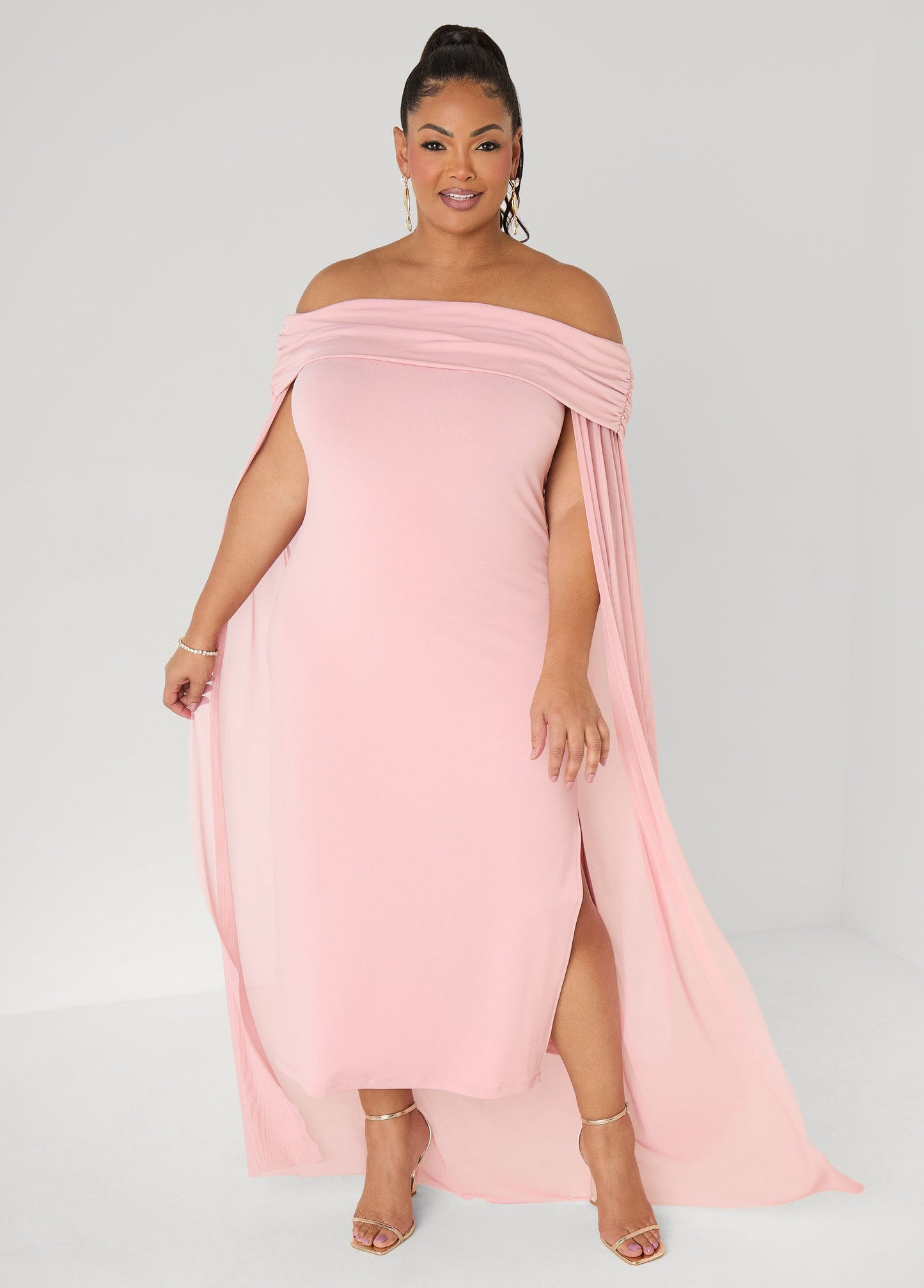 Ashley Stewart Off The Shoulder Cape Dress Amazon