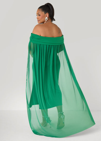 Ashley Stewart Off The Shoulder Cape Dress Amazon