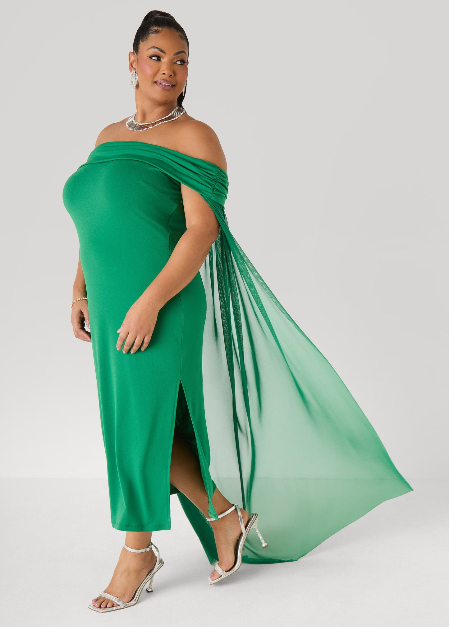 Ashley Stewart Off The Shoulder Cape Dress Amazon