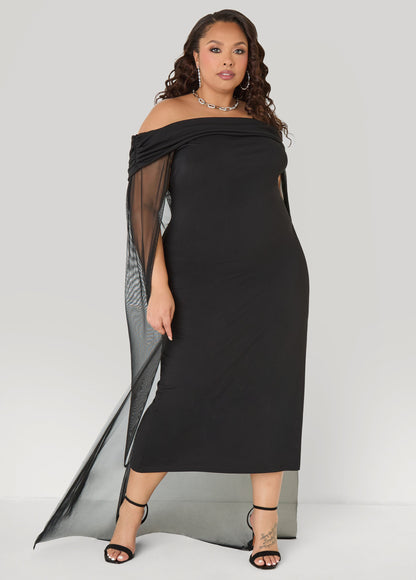 Ashley Stewart Off The Shoulder Cape Dress Amazon