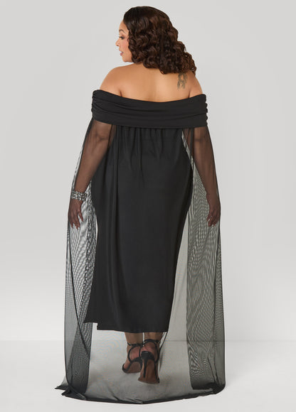 Ashley Stewart Off The Shoulder Cape Dress Amazon