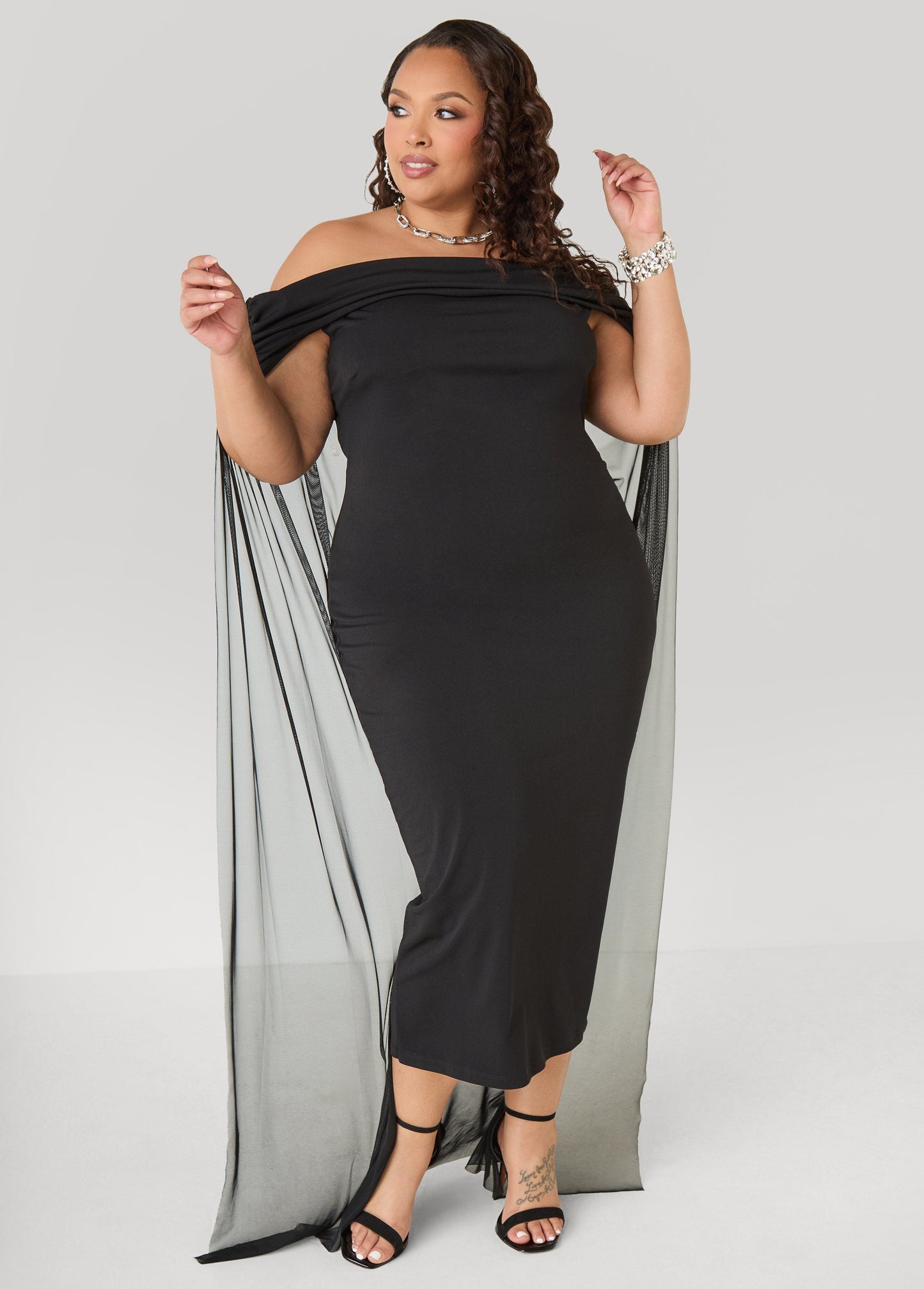 Ashley Stewart Off The Shoulder Cape Dress Amazon