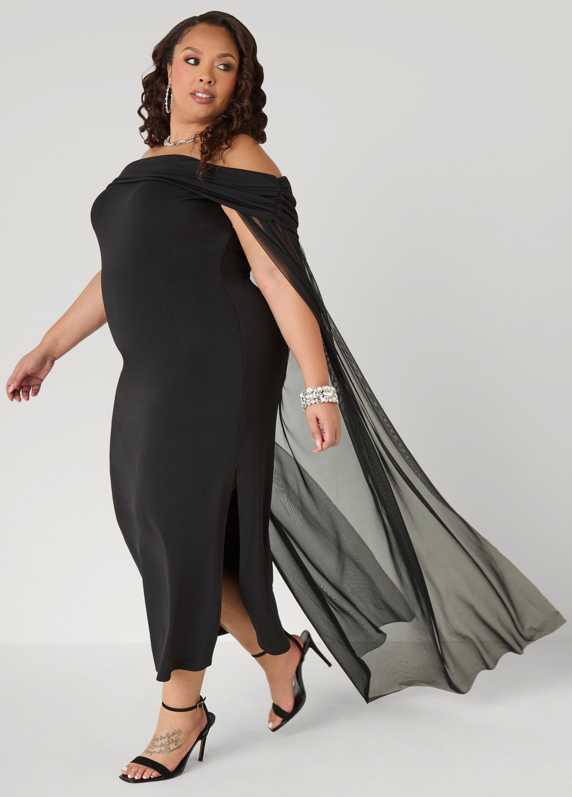 Ashley Stewart Off The Shoulder Cape Dress Amazon
