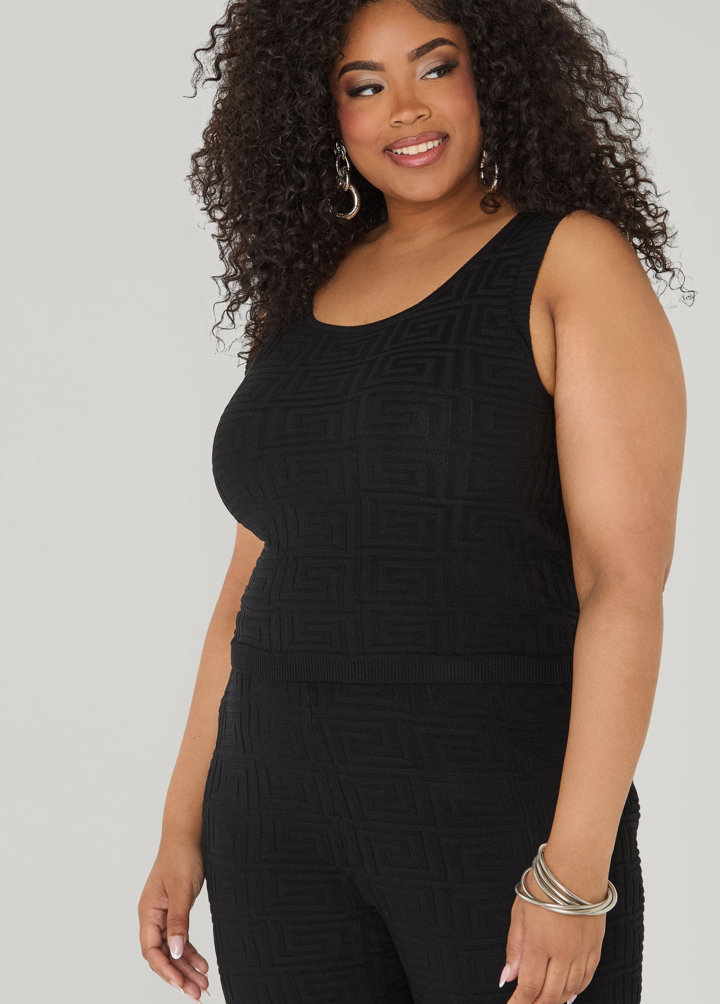 Ashley Stewart Jacquard Knit Tank POWDER BLUE