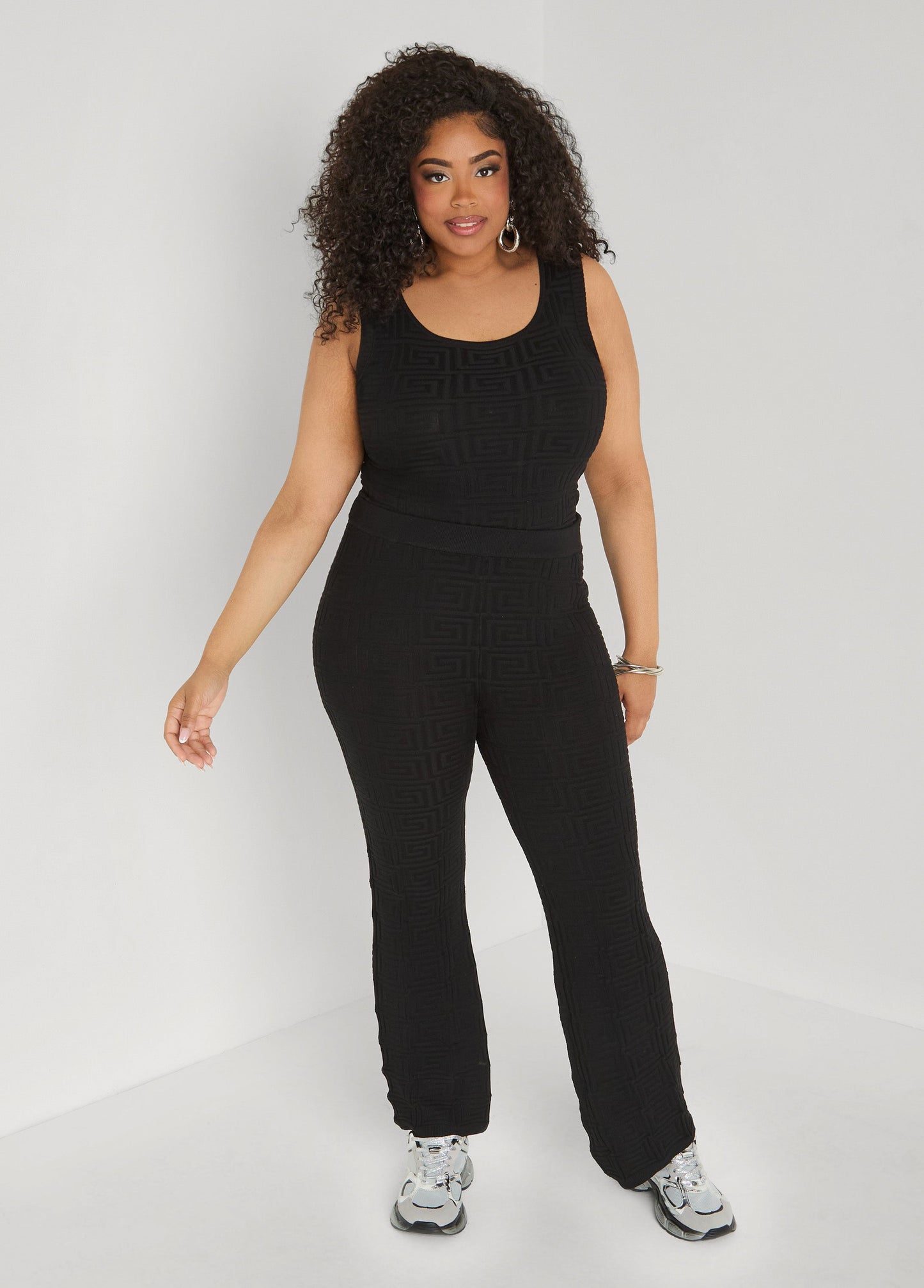 Ashley Stewart Jacquard Knit Tank POWDER BLUE