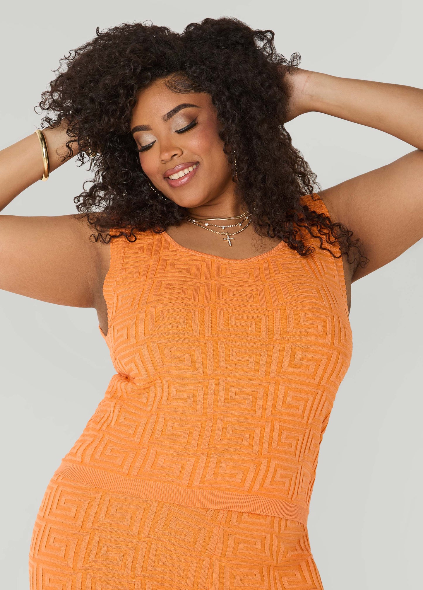 Ashley Stewart Jacquard Knit Tank POWDER BLUE