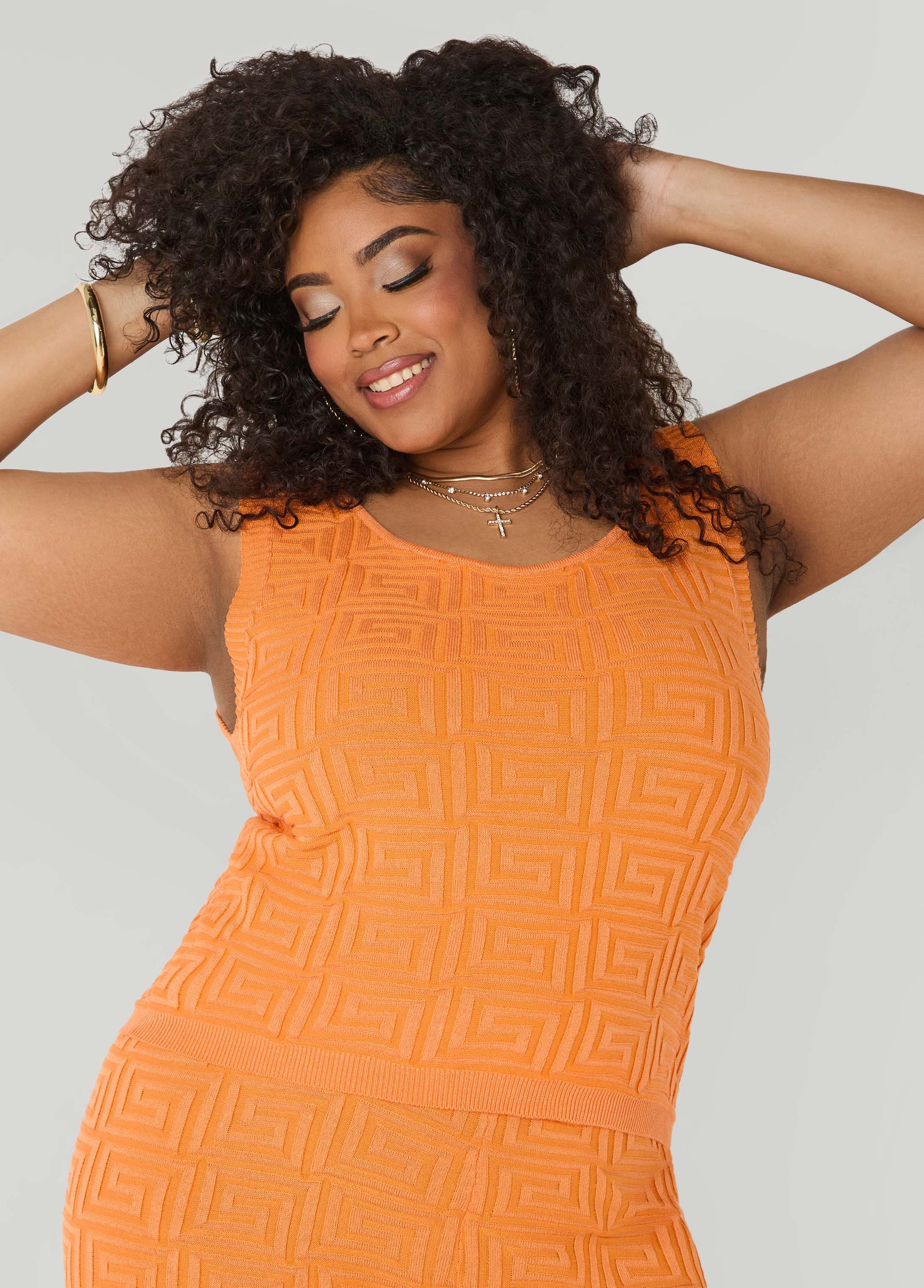 Ashley Stewart Jacquard Knit Tank POWDER BLUE