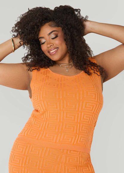 Ashley Stewart Jacquard Knit Tank POWDER BLUE