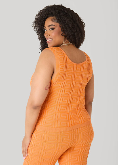 Ashley Stewart Jacquard Knit Tank POWDER BLUE