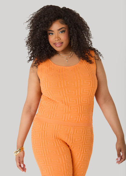 Ashley Stewart Jacquard Knit Tank POWDER BLUE