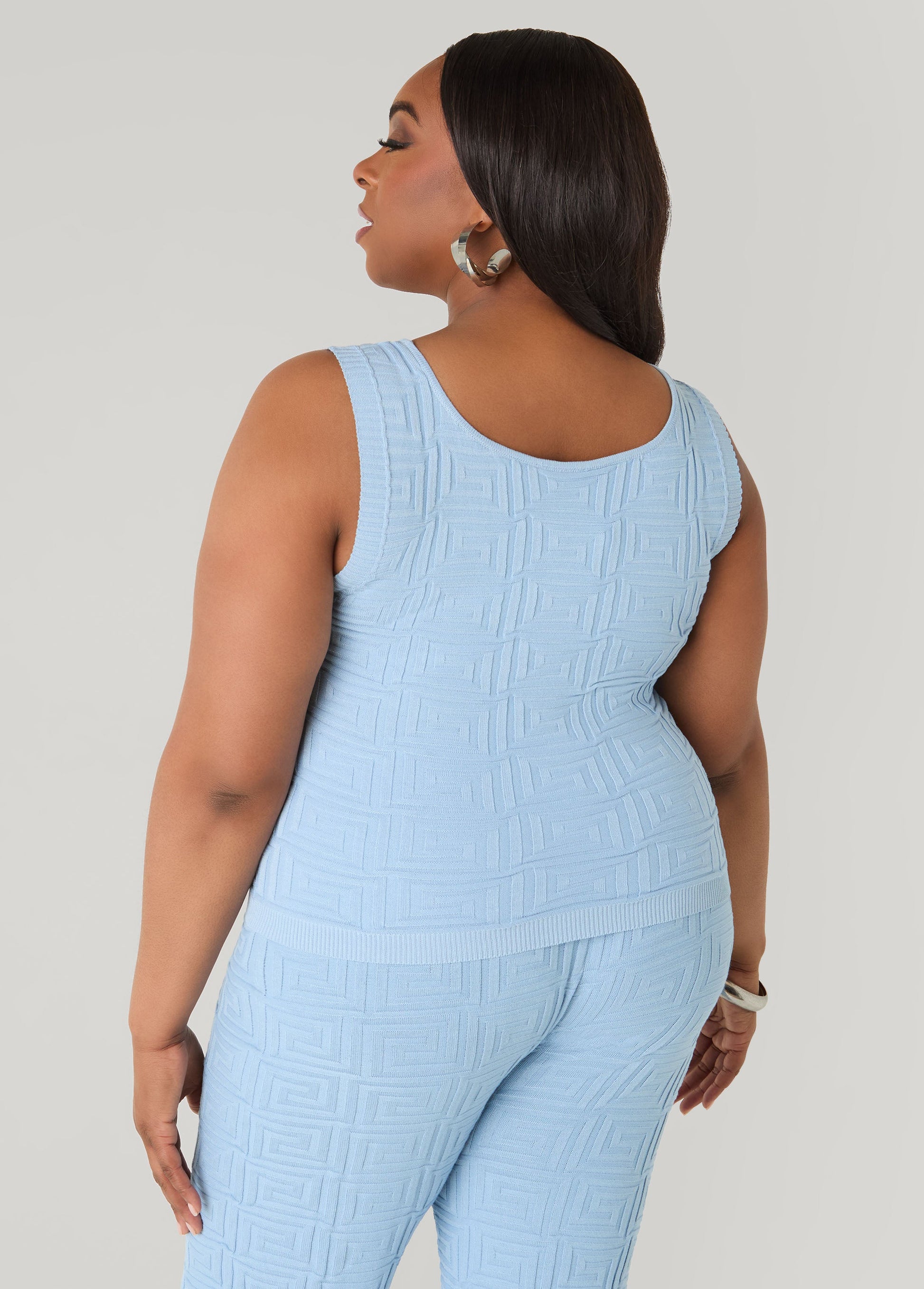Ashley Stewart Jacquard Knit Tank POWDER BLUE