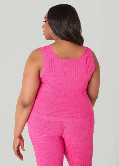 Ashley Stewart Jacquard Knit Tank POWDER BLUE