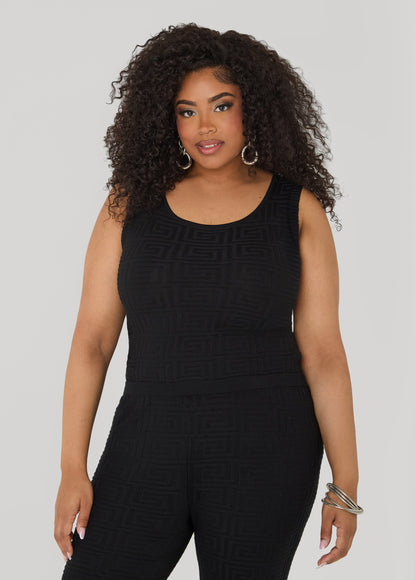 Ashley Stewart Jacquard Knit Tank POWDER BLUE