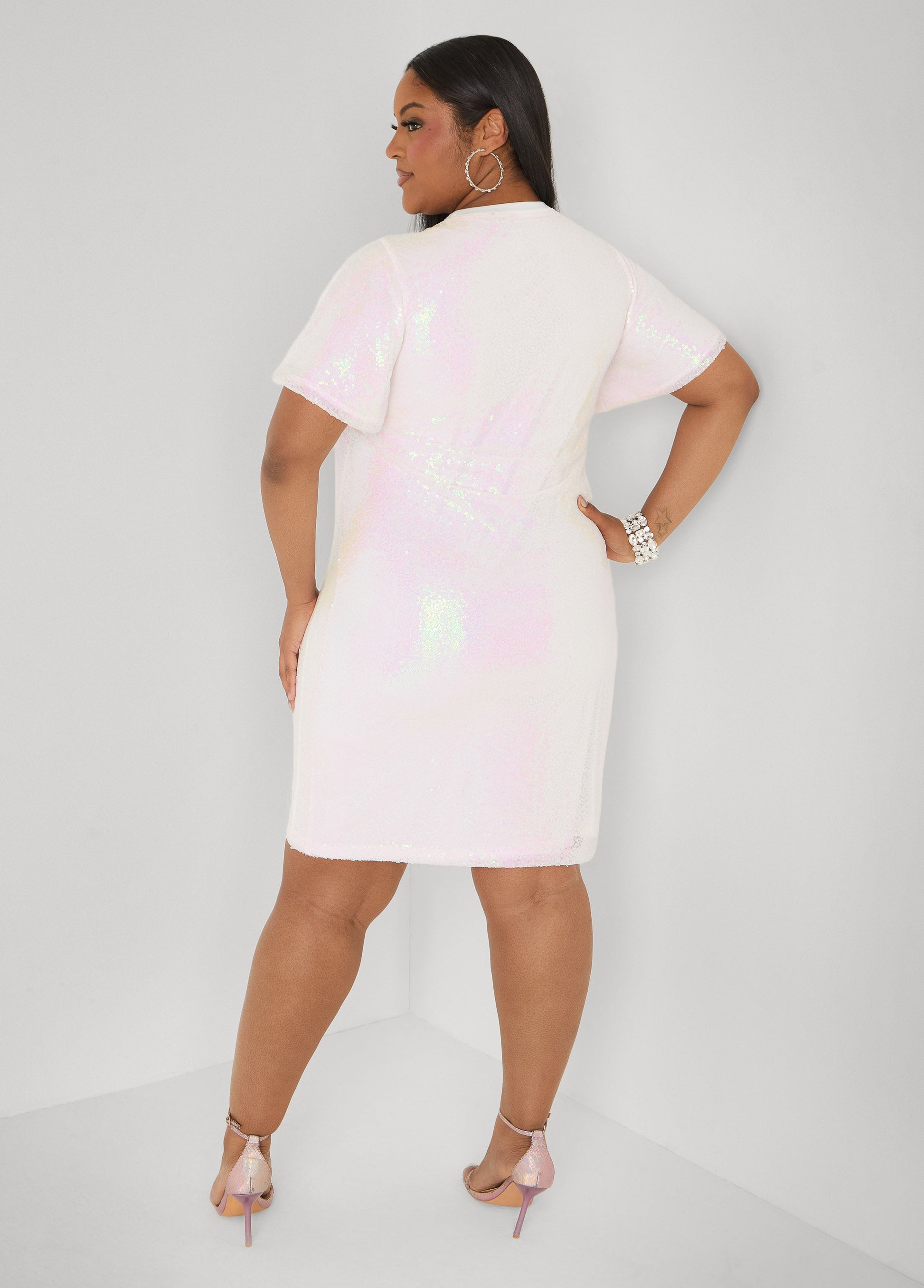 Ashley Stewart Birthday Queen Sequin Dress White