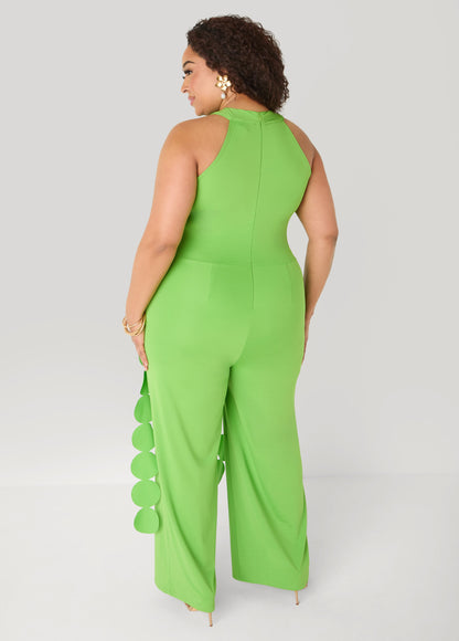 Ashley Stewart Fringed Cutout Jumpsuit Green