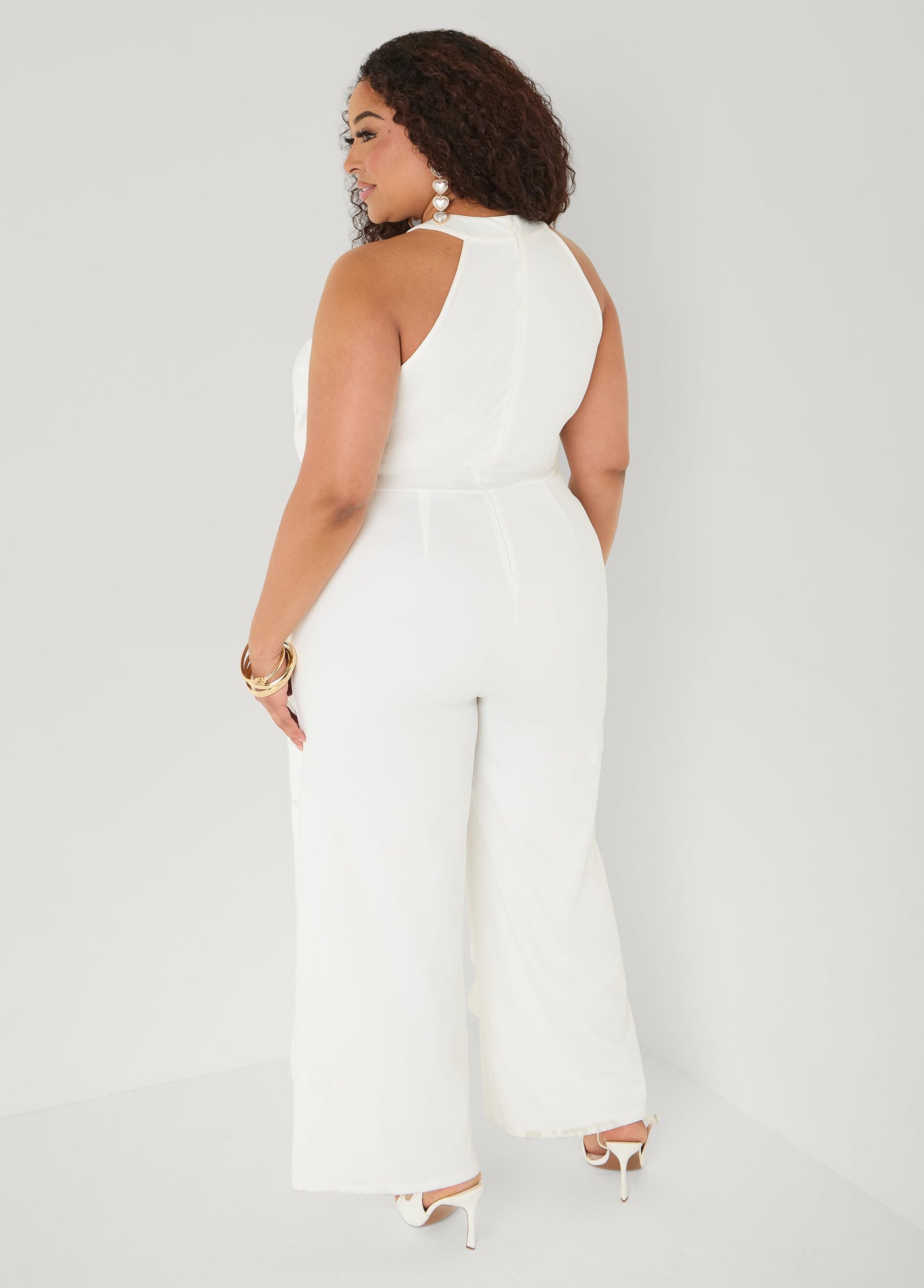 Ashley Stewart Cutout Fringed Jumpsuit White