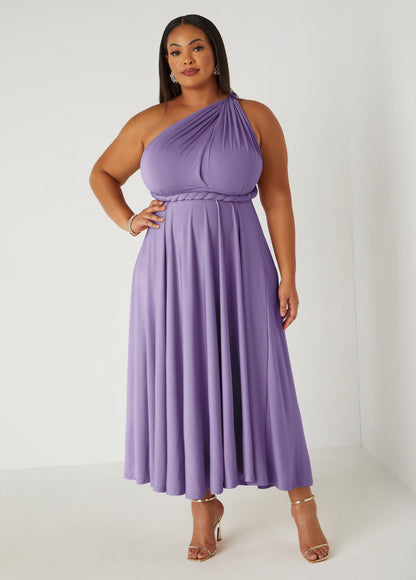 Ashley Stewart Multi Way Convertible Maxi Dress Light Pastel Purple