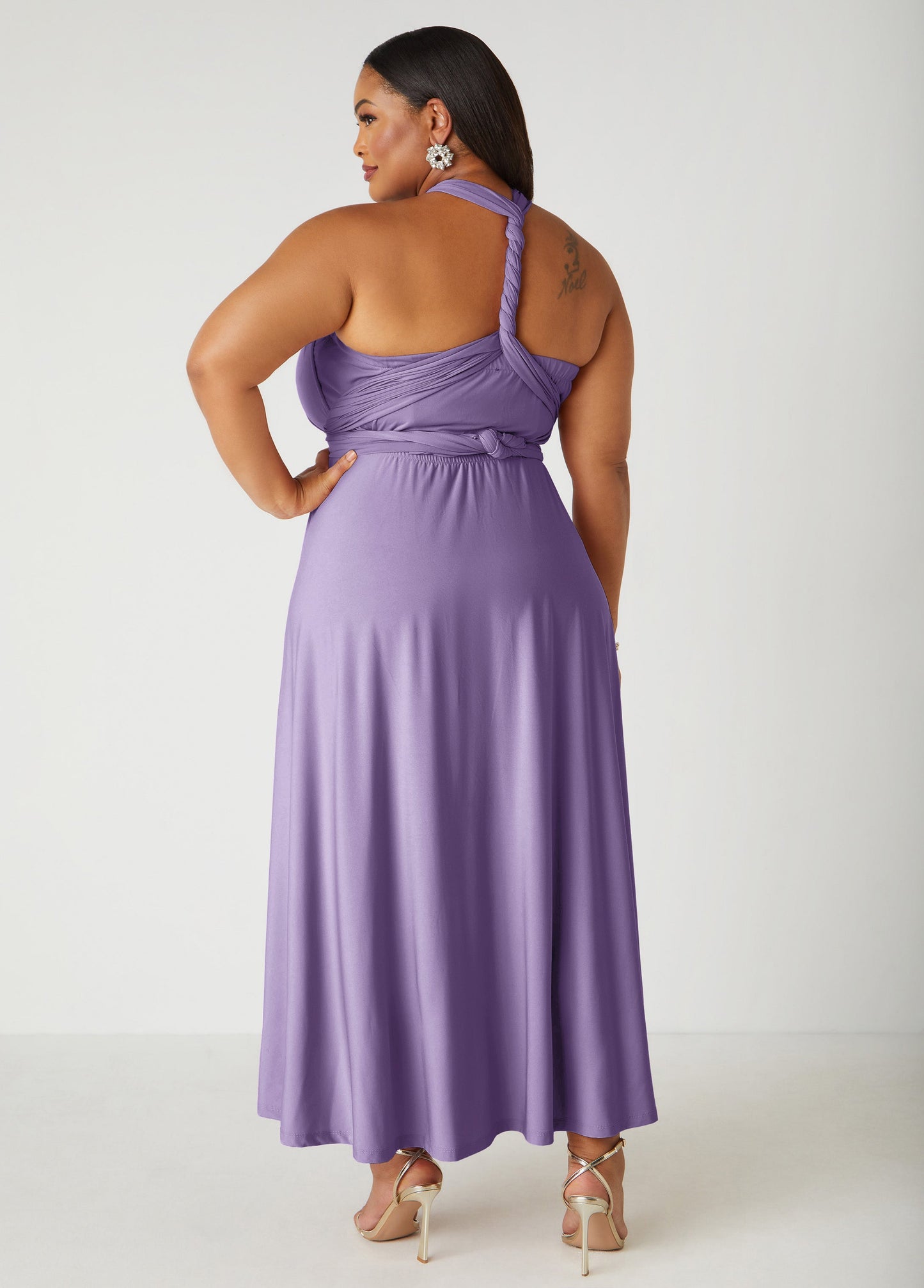 Ashley Stewart Multi Way Convertible Maxi Dress Light Pastel Purple