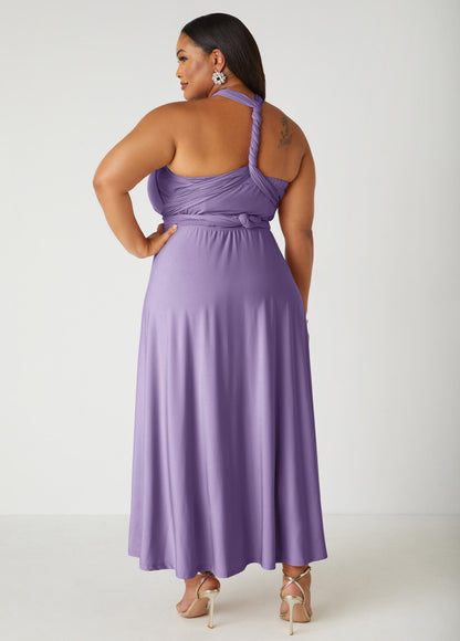 Ashley Stewart Multi Way Convertible Maxi Dress Light Pastel Purple