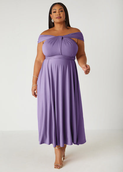 Ashley Stewart Multi Way Convertible Maxi Dress Light Pastel Purple