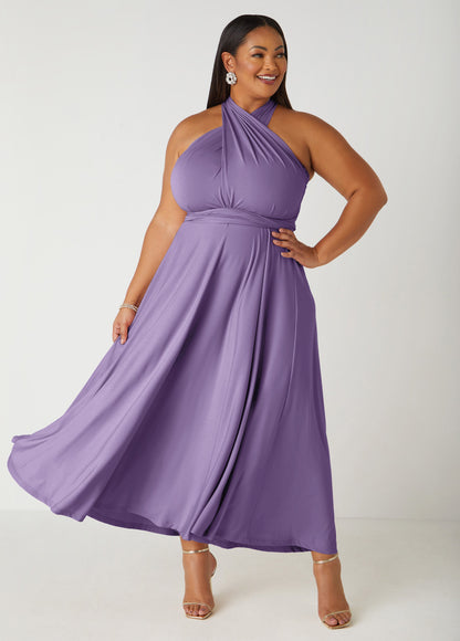 Ashley Stewart Multi Way Convertible Maxi Dress Light Pastel Purple