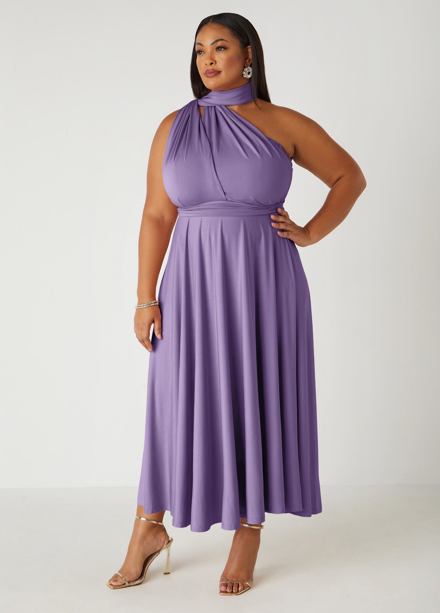 Ashley Stewart Multi Way Convertible Maxi Dress Light Pastel Purple