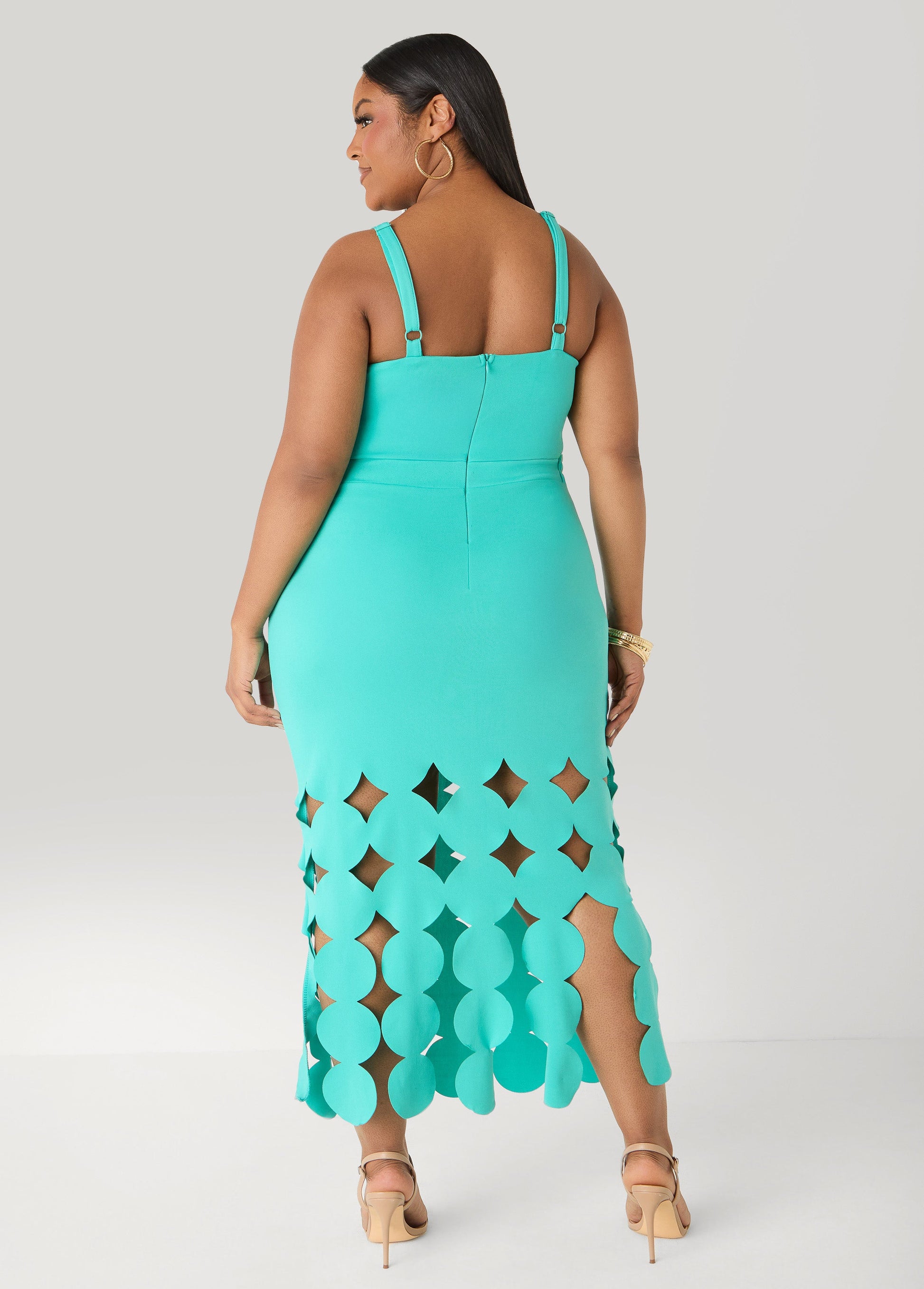 Ashley Stewart Embellished Cutout Bodycon Dress Caribbean Sea