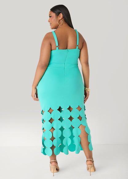 Ashley Stewart Embellished Cutout Bodycon Dress Caribbean Sea