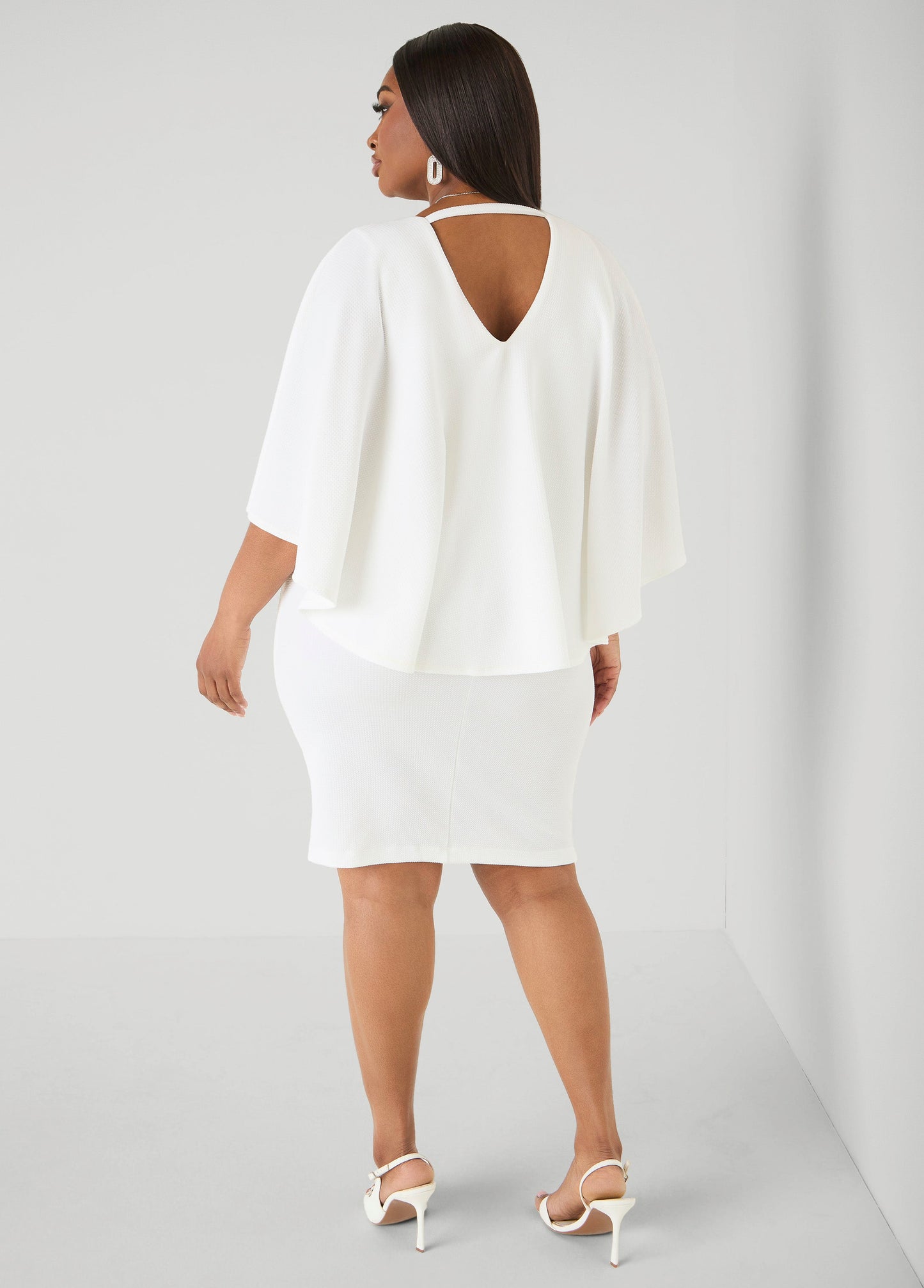 Ashley Stewart Textured Cape Sheath Dress Calypso Coral