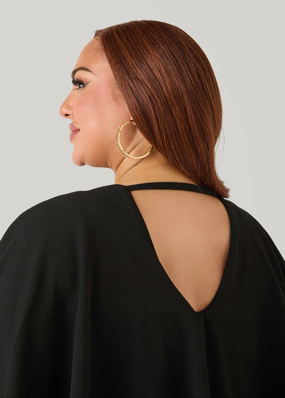 Ashley Stewart Textured Cape Sheath Dress Calypso Coral